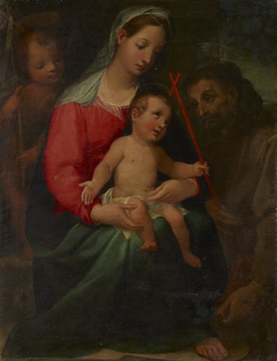 Madonna en kind met de heilige Johannes de Doper en de heilige Franciscus door Vincenzo Rustici